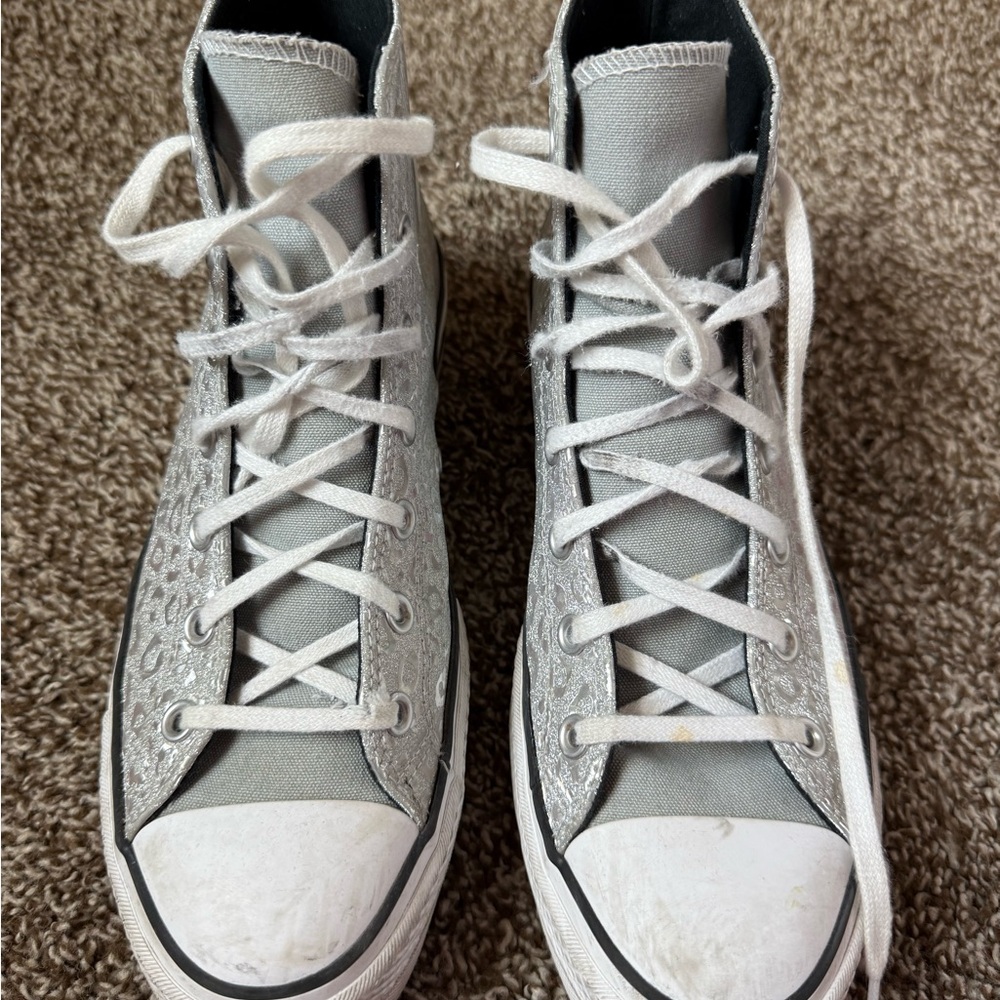 Converse Gray and White High-Top Sneakers